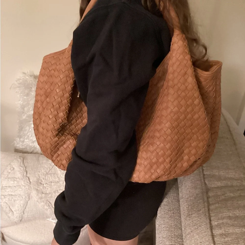 Hayden Tan Brown Leather Hobo Bag with Cream Lining